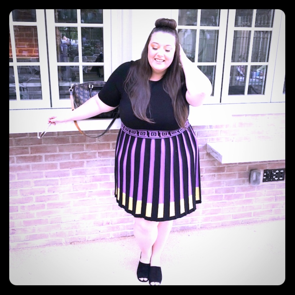 Plus Size Versace Collection Knit Pleated Dress - Picture 1 of 7